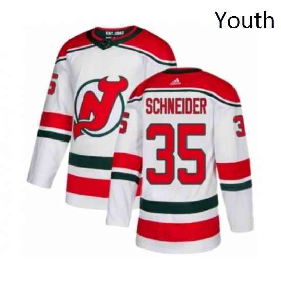 Youth Adidas New Jersey Devils 35 Cory Schneider Authentic White Alternate NHL Jersey